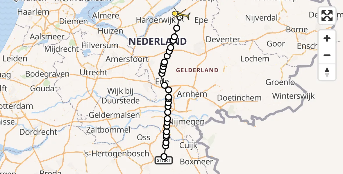 Routekaart van de vlucht: Lifeliner 3 naar Nunspeet, Achter-Oventje