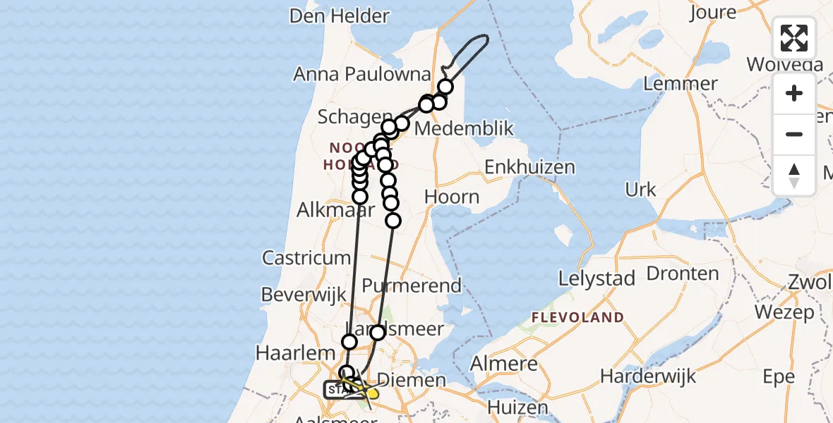 Routekaart van de vlucht: Politieheli naar Amsterdam, Stevinstraat