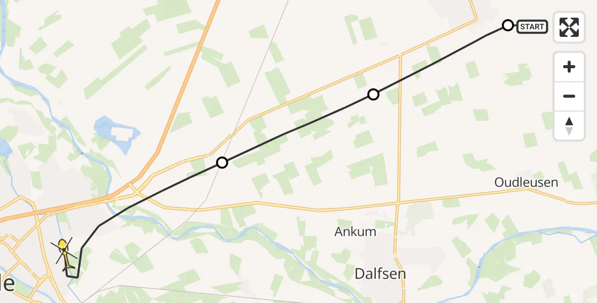 Routekaart van de vlucht: Lifeliner 4 naar Zwolle, Dommelerdijk