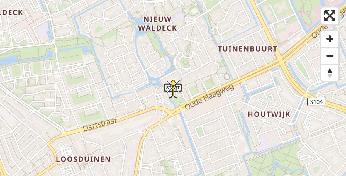 Routekaart van de vlucht: Lifeliner 2 naar Den Haag, Oude Haagweg