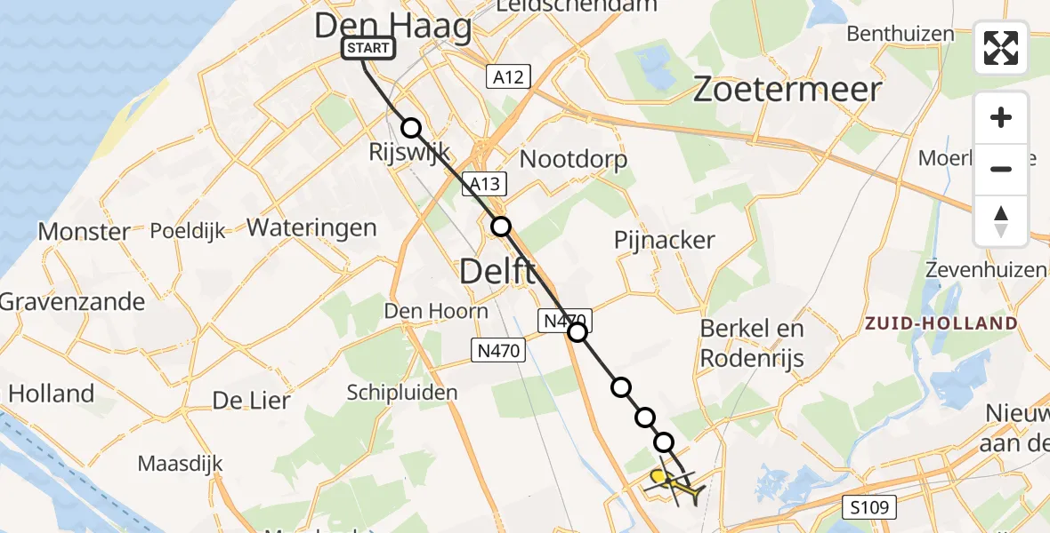 Routekaart van de vlucht: Lifeliner 2 naar Rotterdam The Hague Airport, Hobbemastraat