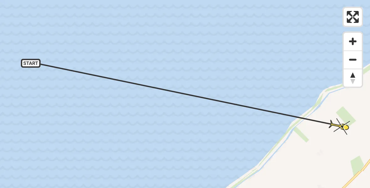 Routekaart van de vlucht: Ambulancehelikopter naar Sexbierum, Hoarnestreek