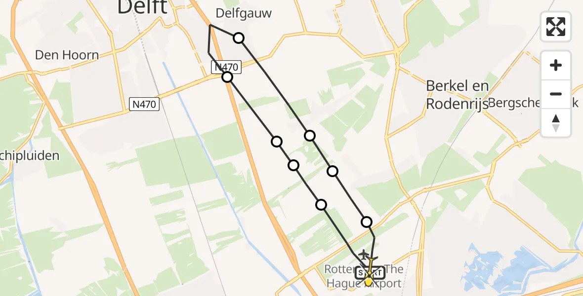 Routekaart van de vlucht: Lifeliner 2 naar Rotterdam The Hague Airport, Hofweg