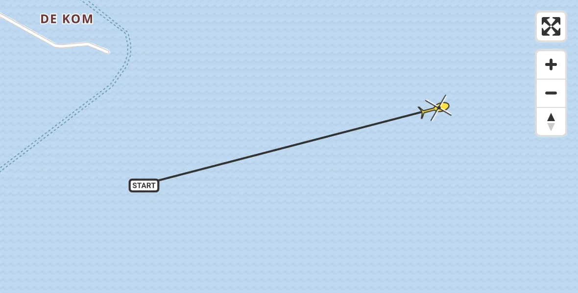 Routekaart van de vlucht: Ambulanceheli naar West-Terschelling, De Vleugel