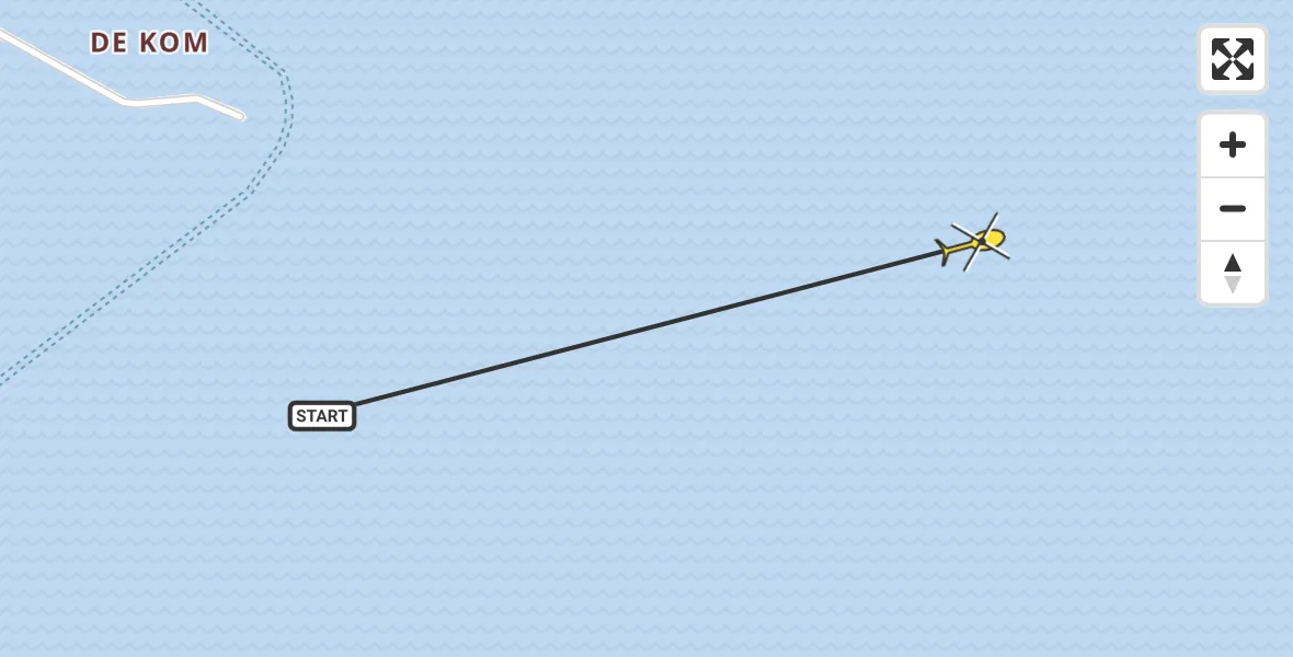 Routekaart van de vlucht: Ambulancehelikopter naar West-Terschelling, De Vleugel