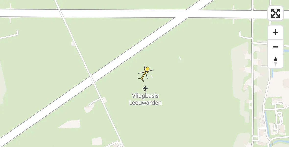 Vluchtroute Ambulancehelikopter van Vliegbasis Leeuwarden naar Vliegbasis Leeuwarden