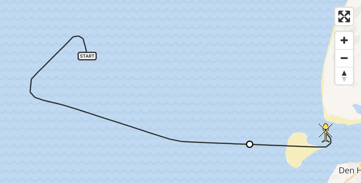 Routekaart van de vlucht: Kustwachthelikopter naar Den Hoorn