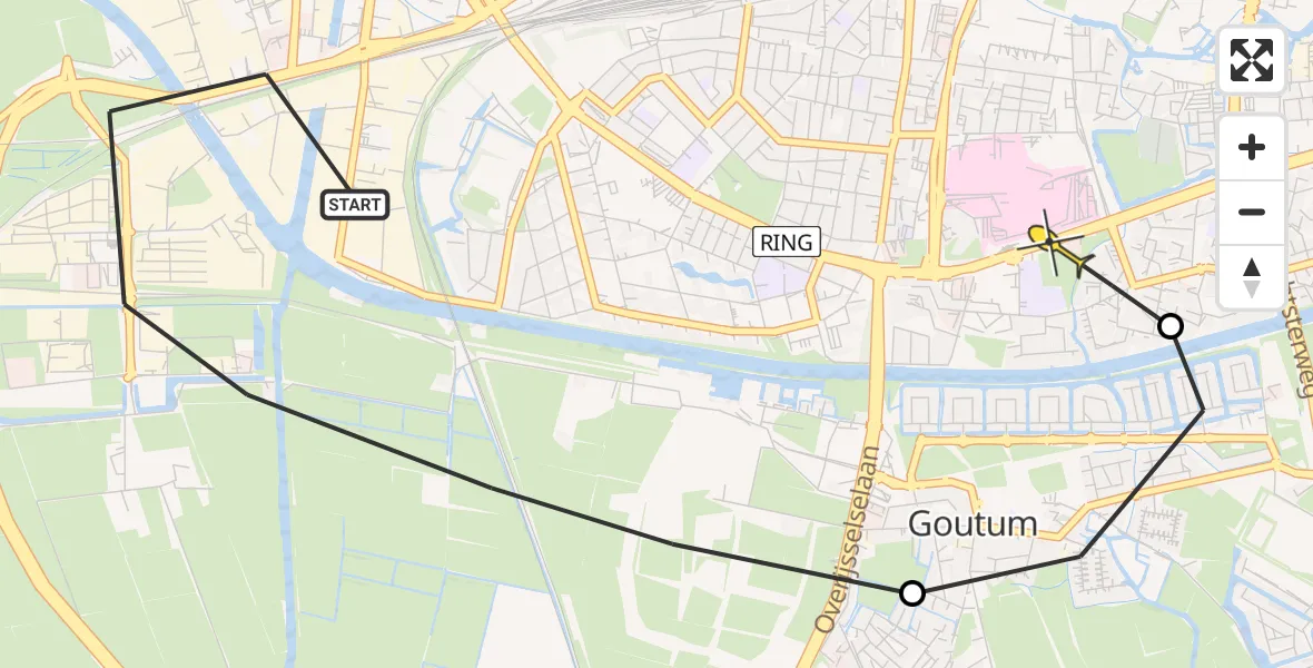 Routekaart van de vlucht: Lifeliner 4 naar Leeuwarden, Newtonlaan