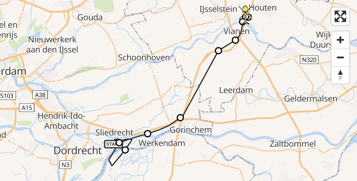 Routekaart van de vlucht: Politieheli naar Nieuwegein, Helkanaal