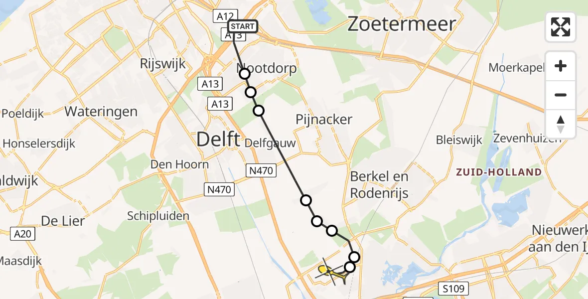 Routekaart van de vlucht: Lifeliner 2 naar Rotterdam The Hague Airport, Zuyderburch