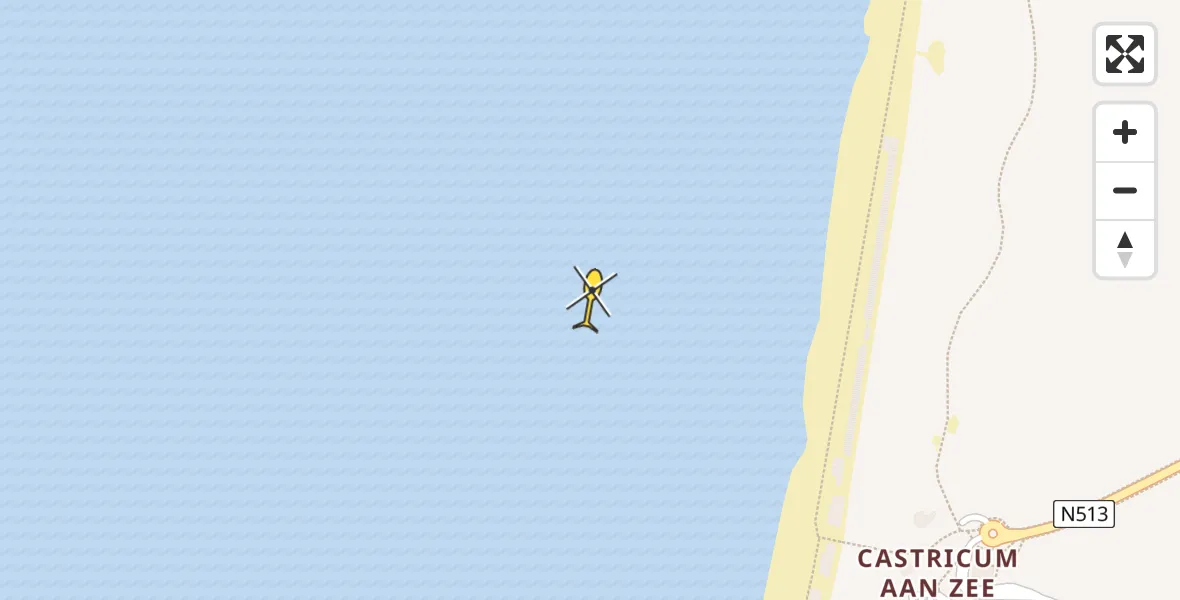 Routekaart van de vlucht: Politiehelikopter naar Castricum