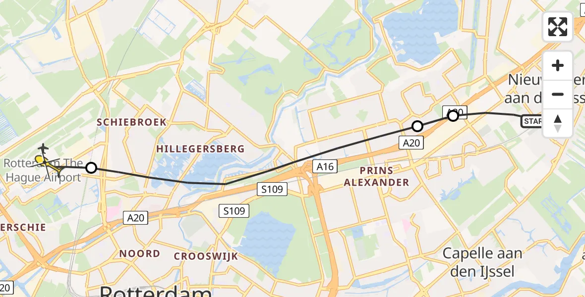 Routekaart van de vlucht: Lifeliner 2 naar Rotterdam The Hague Airport, Hoofdweg-Noord