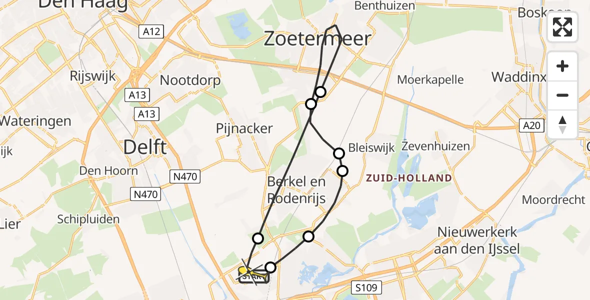 Routekaart van de vlucht: Lifeliner 2 naar Rotterdam The Hague Airport, Oude Bovendijk