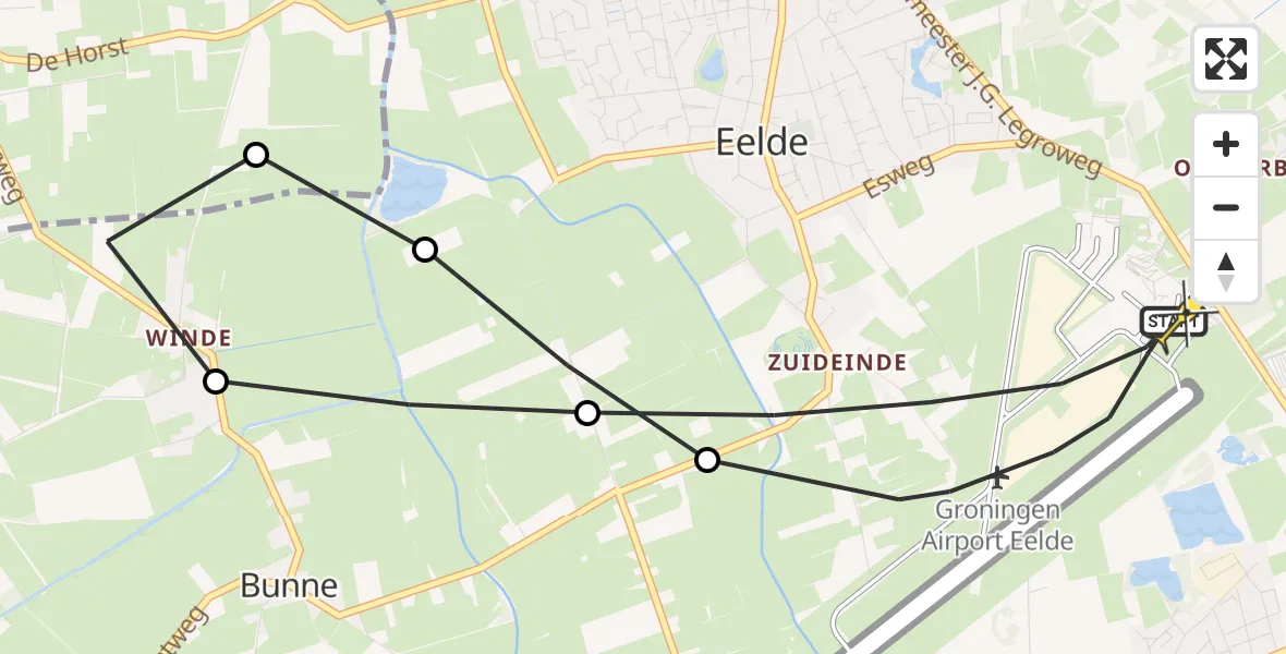 Routekaart van de vlucht: Lifeliner 4 naar Groningen Airport Eelde, Watermolendijk