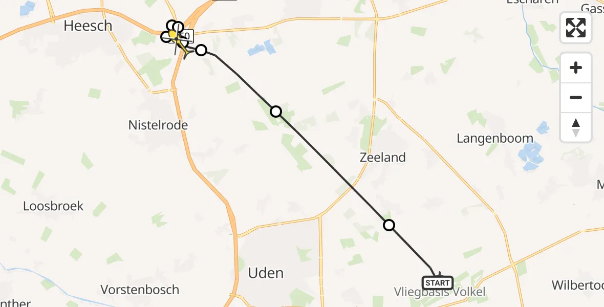 Routekaart van de vlucht: Lifeliner 3 naar Nistelrode, Achter-Oventje