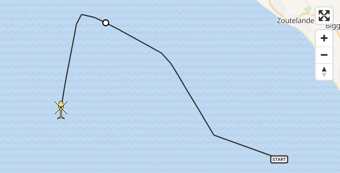 Routekaart van de vlucht: Kustwachthelikopter naar 