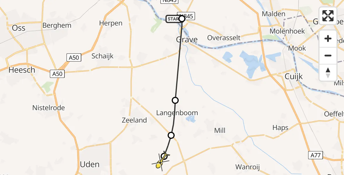 Routekaart van de vlucht: Lifeliner 3 naar Vliegbasis Volkel, Maas