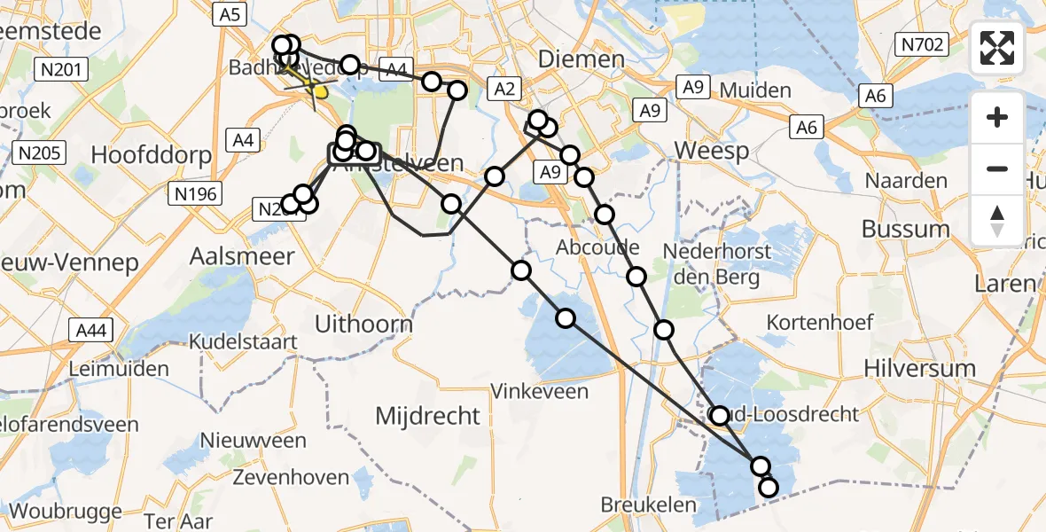 Routekaart van de vlucht: Politieheli naar Badhoevedorp, Zwarte Pad