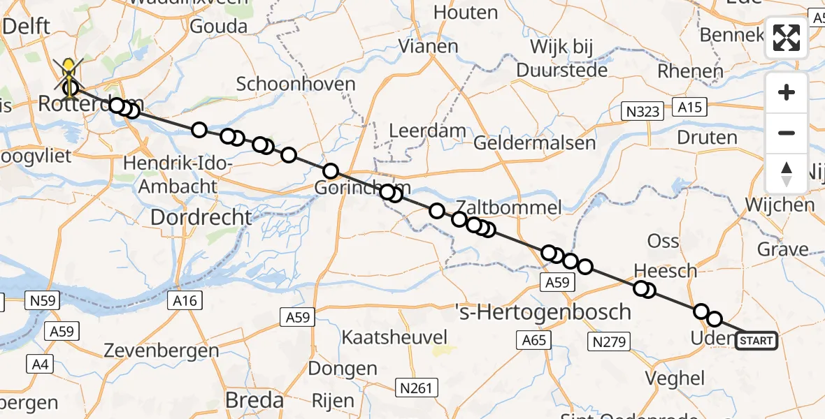 Routekaart van de vlucht: Lifeliner 2 naar Rotterdam The Hague Airport, Hooistraat