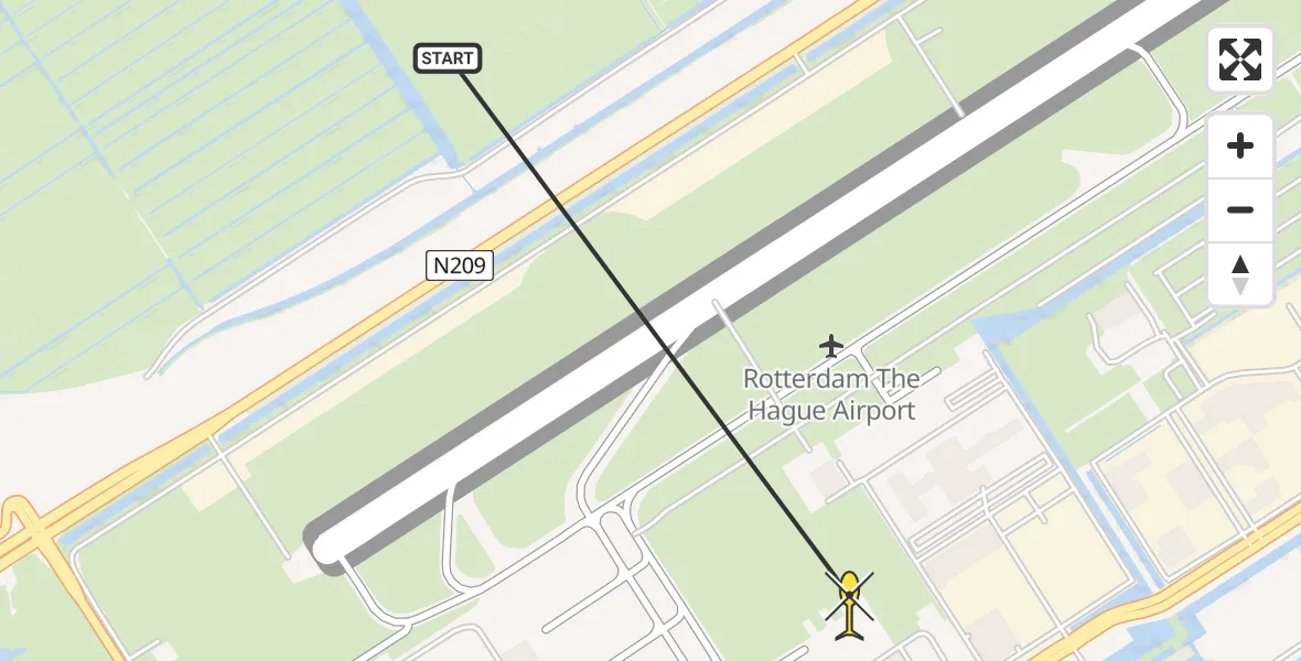 Routekaart van de vlucht: Politiehelikopter naar Rotterdam The Hague Airport, Brandenburgbaan