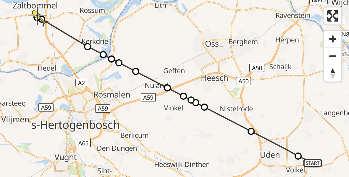 Routekaart van de vlucht: Lifeliner 3 naar Zaltbommel, Kromstraat