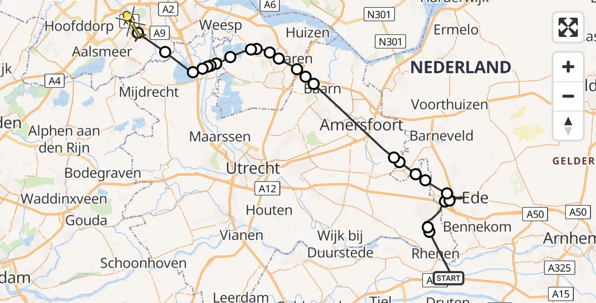 Routekaart van de vlucht: Politieheli naar Amstelveen, Cuneraweg