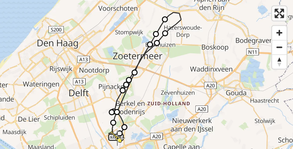 Routekaart van de vlucht: Lifeliner 2 naar Rotterdam The Hague Airport, A16 Rotterdam