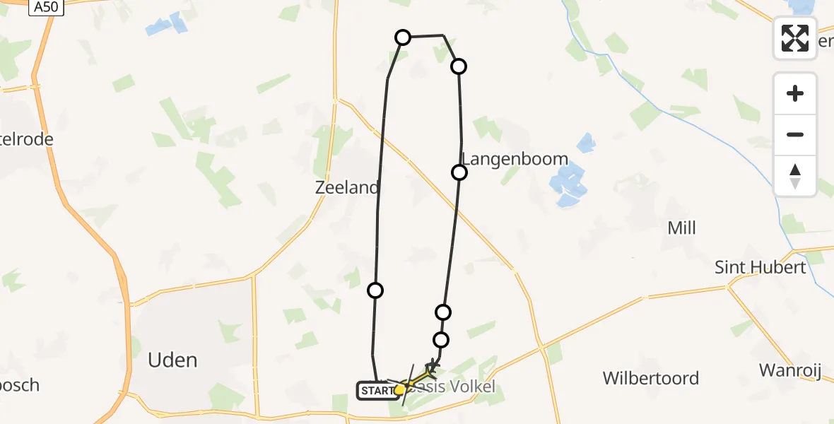 Routekaart van de vlucht: Lifeliner 3 naar Vliegbasis Volkel, Zeelandsedijk