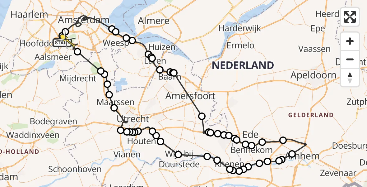 Routekaart van de vlucht: Politieheli naar Amstelveen, Burgemeester van Sonweg