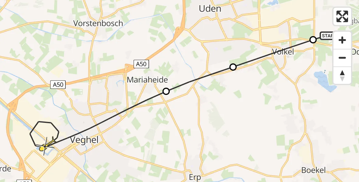 Routekaart van de vlucht: Lifeliner 3 naar Veghel, Kroatenstraat