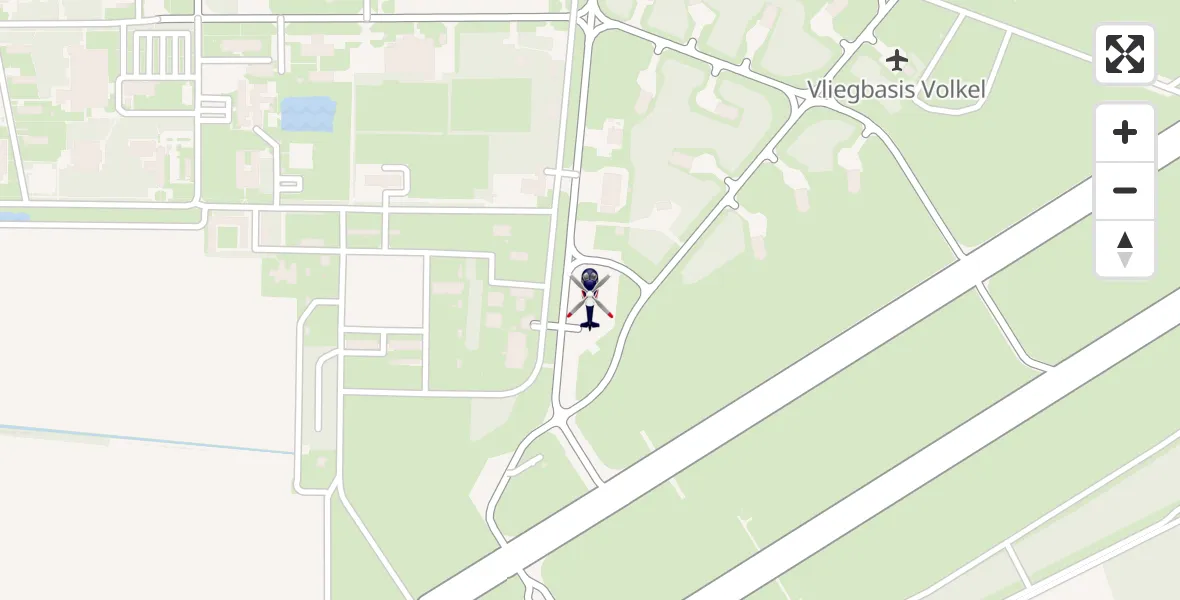 Routekaart van de vlucht: Politiehelikopter naar Vliegbasis Volkel