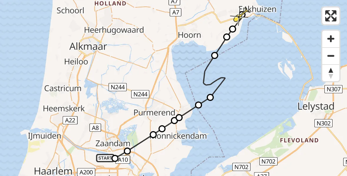 Routekaart van de vlucht: Lifeliner 1 naar Bovenkarspel, Maltaweg