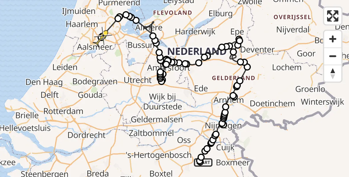 Routekaart van de vlucht: Politieheli naar Schiphol, Zeelandsedijk