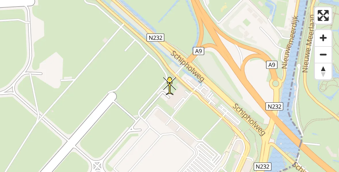 Routekaart van de vlucht: Politiehelikopter naar Schiphol