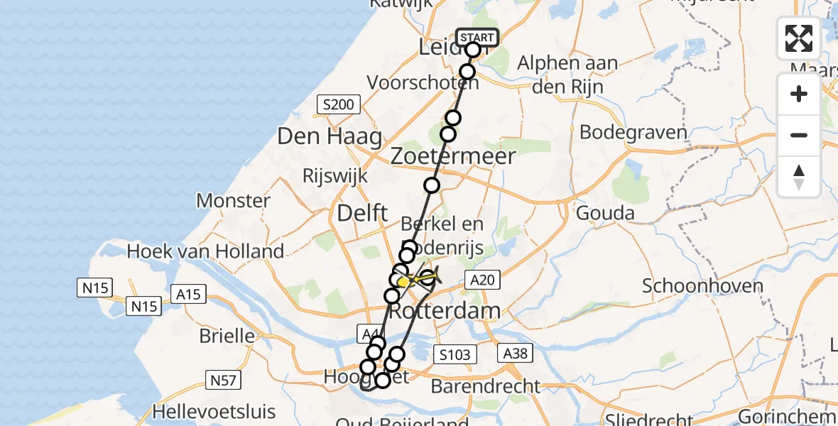 Routekaart van de vlucht: Lifeliner 2 naar Rotterdam The Hague Airport, Aalberseplein