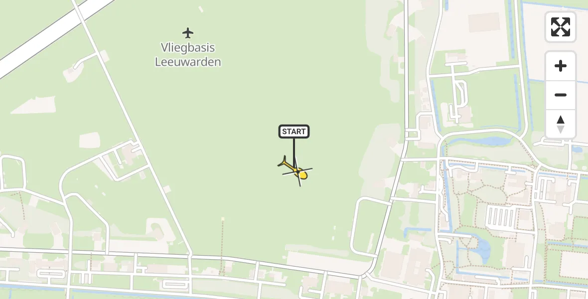Vluchtroute Ambulancehelikopter van Vliegbasis Leeuwarden naar Vliegbasis Leeuwarden