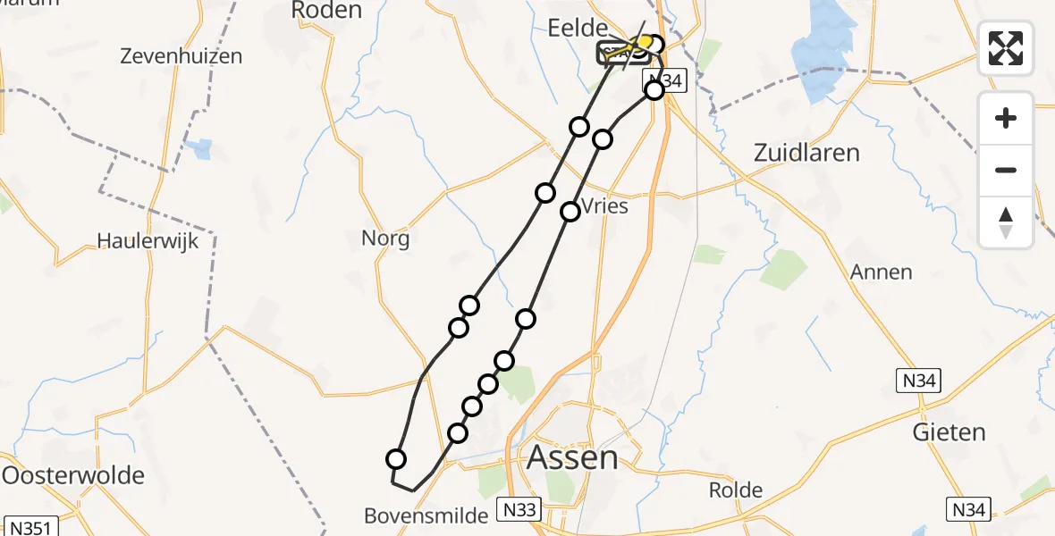 Routekaart van de vlucht: Lifeliner 4 naar Groningen Airport Eelde, Moespot