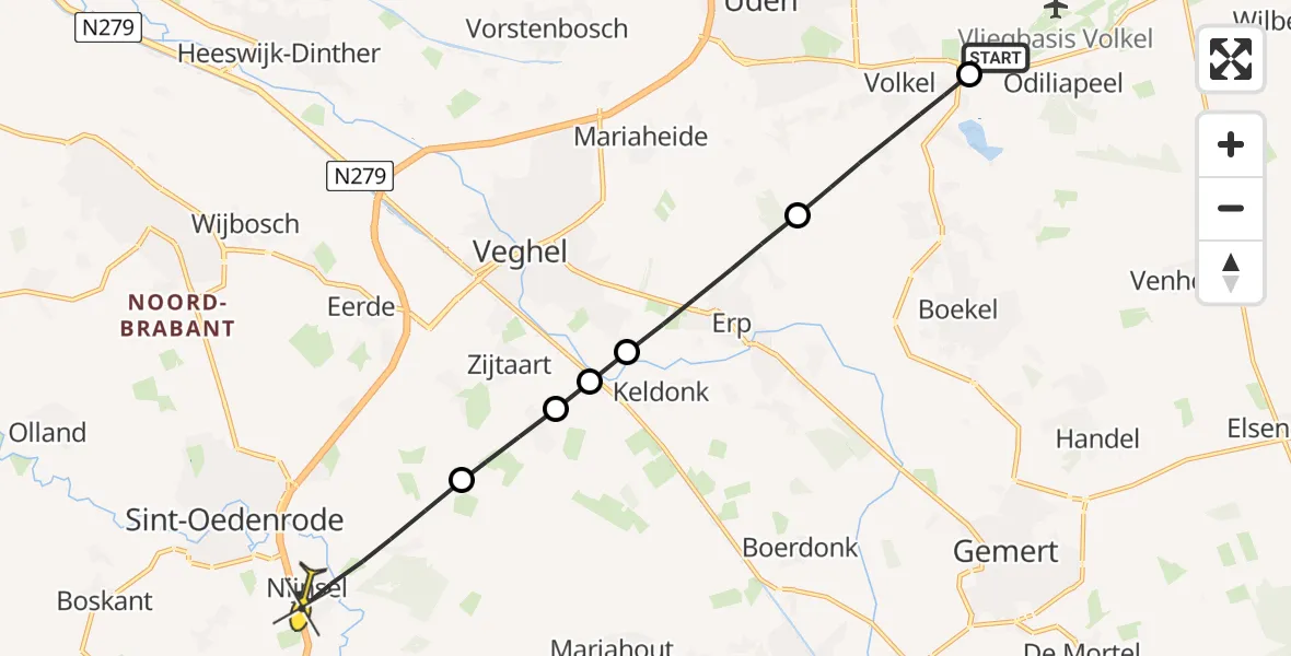 Routekaart van de vlucht: Lifeliner 3 naar Sint-Oedenrode, Oosterensepad