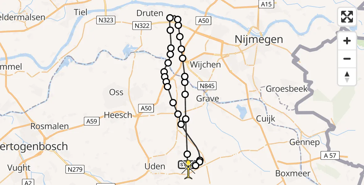 Routekaart van de vlucht: Lifeliner 3 naar Vliegbasis Volkel, Bovenste Trent