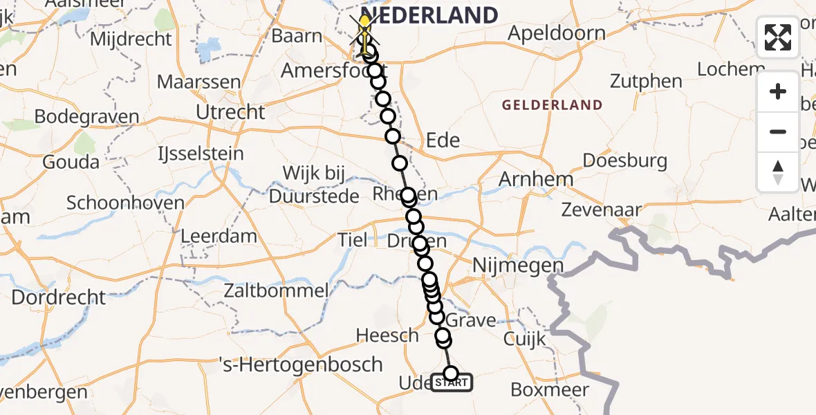 Routekaart van de vlucht: Lifeliner 3 naar Nijkerk, Bovenste Trent