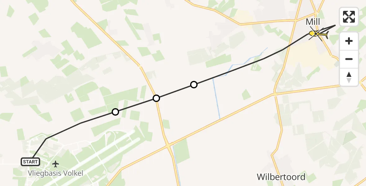 Routekaart van de vlucht: Lifeliner 3 naar Mill, Zeelandsedijk