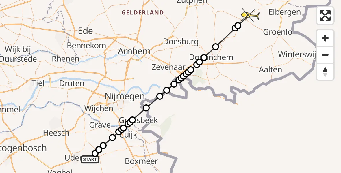 Routekaart van de vlucht: Lifeliner 3 naar Ruurlo, Zeelandsedijk