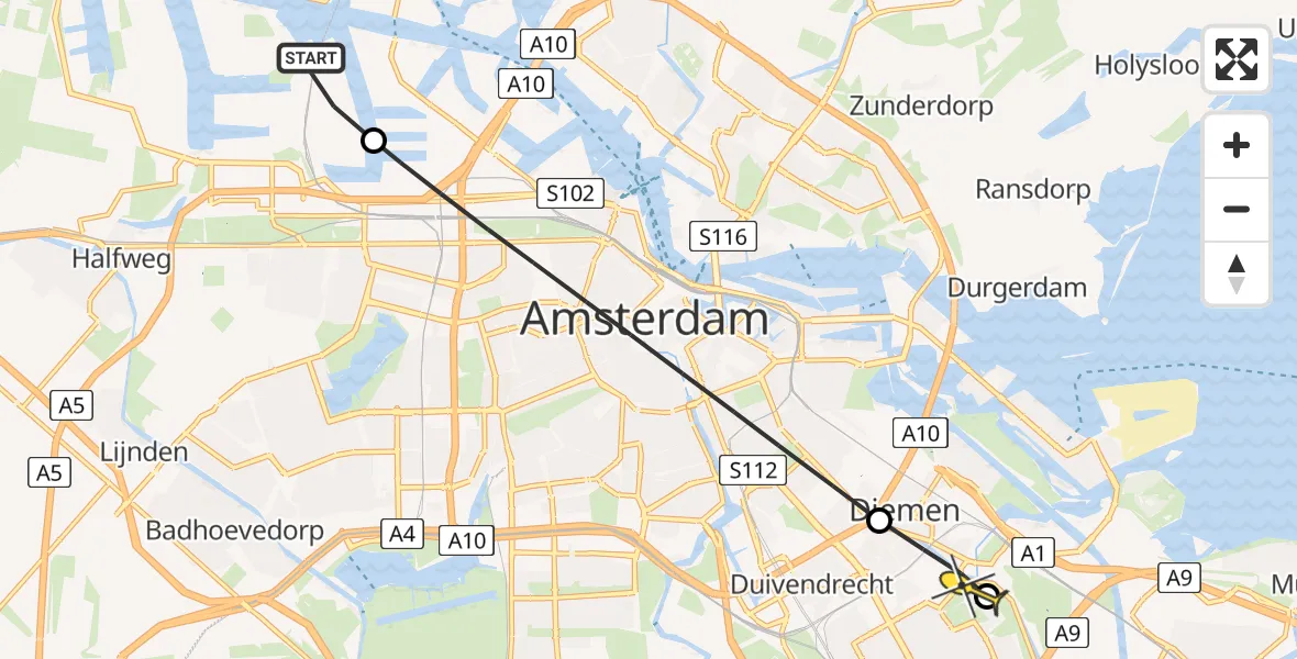 Routekaart van de vlucht: Lifeliner 1 naar Amsterdam, Maltaweg