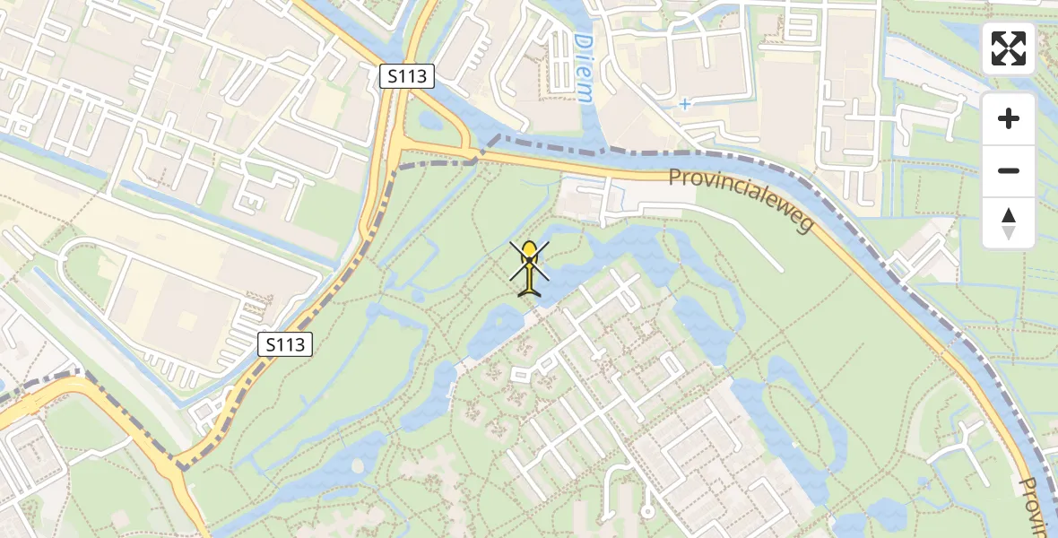 Routekaart van de vlucht: Lifeliner 1 naar Amsterdam