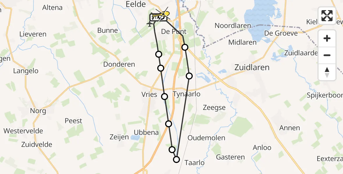 Routekaart van de vlucht: Lifeliner 4 naar Groningen Airport Eelde, Moespot