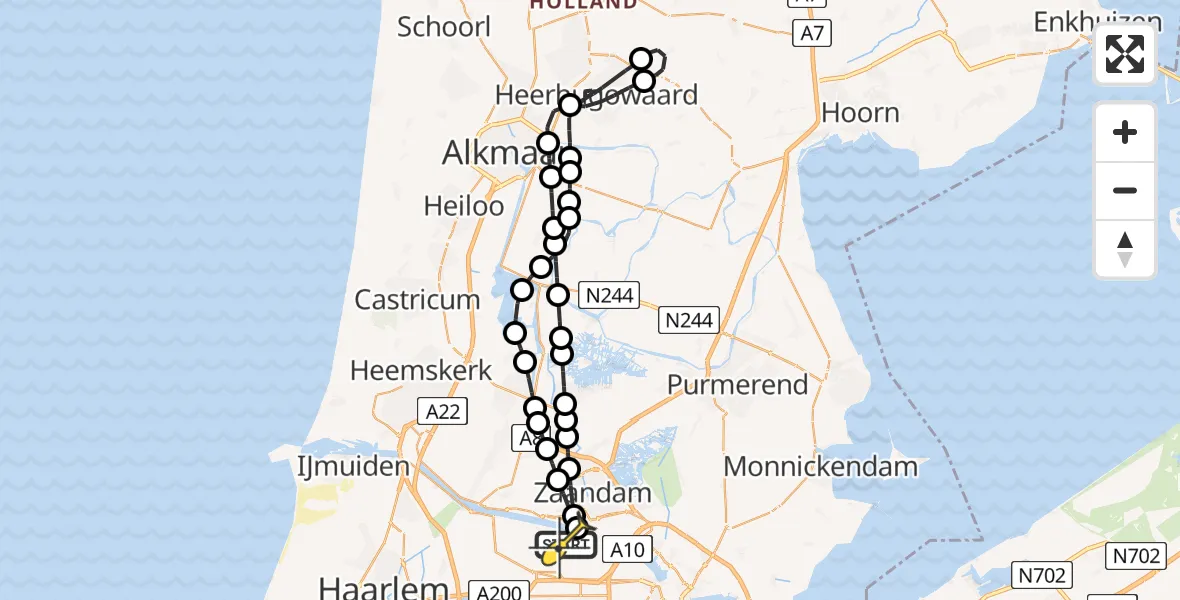 Routekaart van de vlucht: Lifeliner 1 naar Amsterdam Heliport, Elbaweg