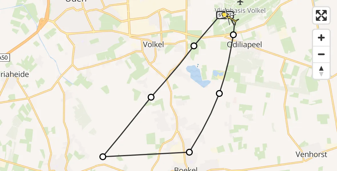 Routekaart van de vlucht: Lifeliner 3 naar Vliegbasis Volkel, Rechtestraat