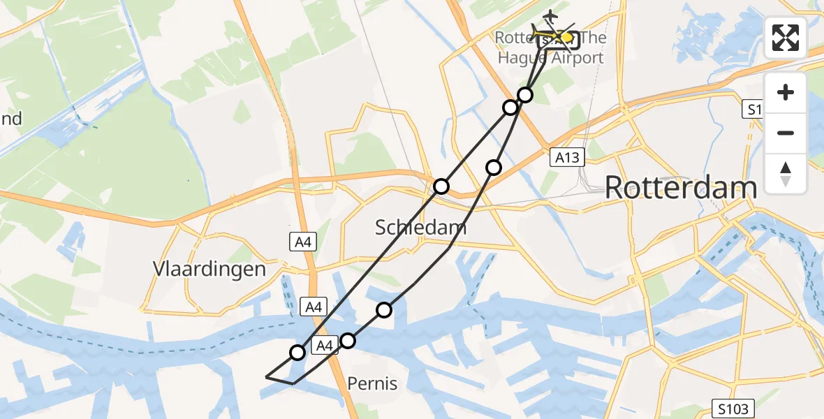 Routekaart van de vlucht: Lifeliner 2 naar Rotterdam The Hague Airport, Park de Buitenplaats