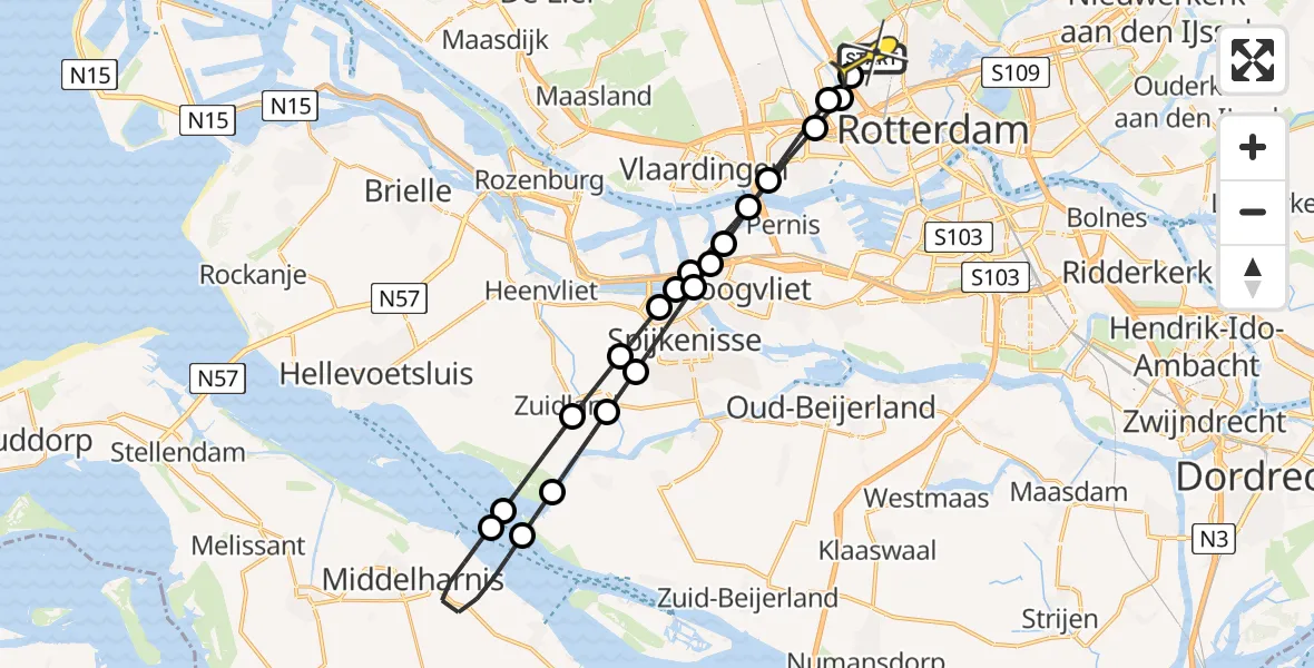 Routekaart van de vlucht: Lifeliner 2 naar Rotterdam The Hague Airport, Ludolf de Jonghstraat