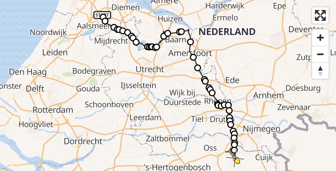 Routekaart van de vlucht: Politieheli naar Reek, Thermiekstraat